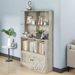 Display Cases with LED Lights Bookcase. Display Cabinet with Glass Shelves