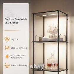 Display Shelf with Dimmable Lights, Lighted Display Cases for Black