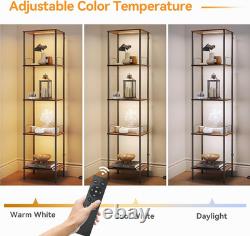 Display Shelf with Dimmable Lights, Lighted Display Cases for Collectibles, Adju
