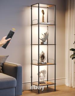 Display Shelf with Dimmable Lights, Lighted Display Cases for Collectibles, Adju