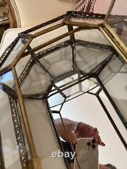 Display case vintage doll vitrine metal filigree mirror box antique