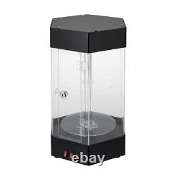 Electric Rotating Clear Display Case With 2 LED Lighting Hexagonal Display Case