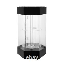 Electric Rotating Clear Display Case With 2 LED Lighting Hexagonal Display Case
