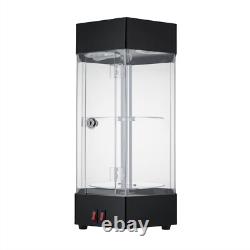 Electric Rotating Clear Display Case With 2 LED Lighting Hexagonal Display Case
