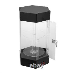 Electric Rotating Clear Display Case With 2 LED Lighting Hexagonal Display Case