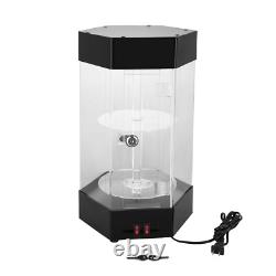 Electric Rotating Clear Display Case With 2 LED Lighting Hexagonal Display Case