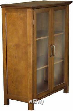 Elegant Floor Cabinet Curio Case Display Storage Shelf Box 2 Glass Doors Display