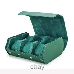 Exquisite Green Genuine Leather Hexagon Watch Display Case 2 / 3 / 4 / 6 / 8 Slo