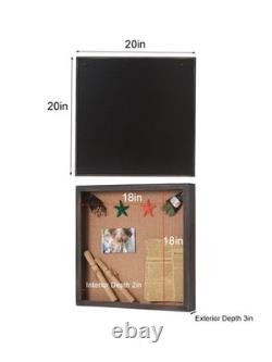 Extra Large Shadow Box 20x20, Square Boxes Display Cases Weathered Black