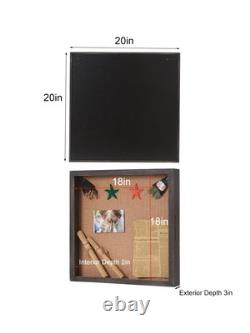 Extra Large Shadow Box 20x20, Square Shadow Boxes Display Cases with Hinged D