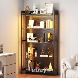 Figure Display Case 4 Tier RGB LED Light Action Minifigures Shelf Glass Cabinet