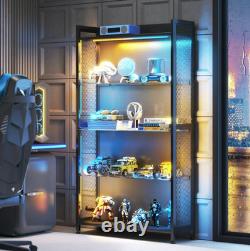 Figure Display Case 4 Tier RGB LED Light Action Minifigures Shelf Glass Cabinet