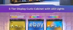 Figure Display Case 4 Tier RGB LED Light Action Minifigures Shelf Glass Cabinet