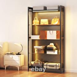 Figure Display Case 4 Tier RGB LED Light Action Minifigures Shelf Glass Cabinet