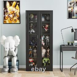 Figure Display Case 5 Tier 71 Tall Minifigures Diecast Car Glass Doors Cabinet