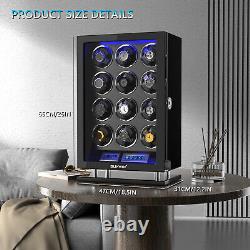 Fingerprint Unlock Automatic 12 Watch Winder Storage Case Box LCD Display US