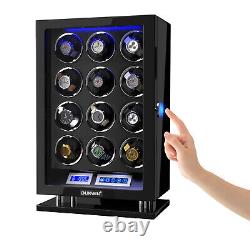 Fingerprint Unlock Automatic 12 Watch Winder Storage Case Box LCD Display US