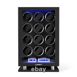 Fingerprint Unlock Automatic 12 Watch Winder Storage Case Box LCD Display US