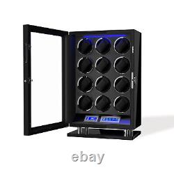 Fingerprint Unlock Automatic 12 Watch Winder Storage Case Box LCD Display US