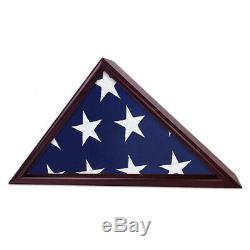 Flag Display Case 5x9.5 Burial Funeral Veteran Flag Holder Box Frame Deep Cherry