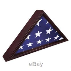 Flag Display Case 5x9.5 Burial Funeral Veteran Flag Holder Box Frame Deep Cherry