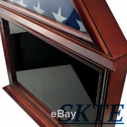 Flag Display Case Military Shadow Box Gift 3' X 5' US Flag Hardwood(Black Felt)