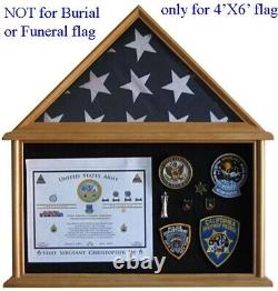 Flag Display Case Military Shadow box for 4'X6' Flag, not for Casket Flag, Oak