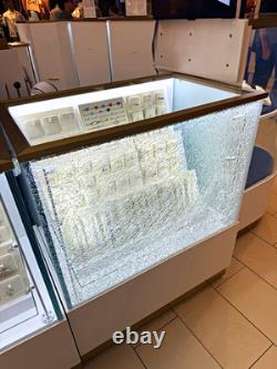 Floor Standing Glass Jewelry Display Case, LED Lighting, Lockable, White