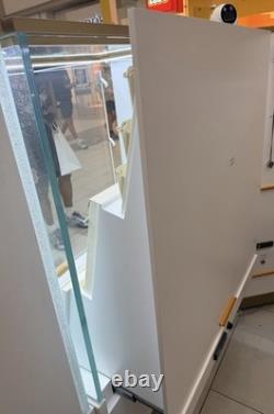 Floor Standing Glass Jewelry Display Case, LED Lighting, Lockable, White