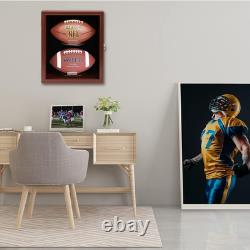 Football Case Display Case Wall Mount Full Size Wooden Football Box Memorabilia