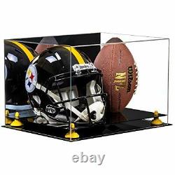 Football & Helmet -Box with Yellow Risers, Black Base & Mirror Top(A014)