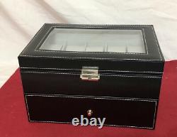 For 20 Watches Box Showcase Display Jewel Case Housing Black