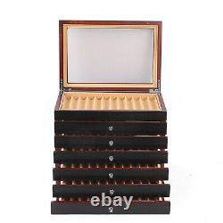 Fountain Pen Wood Display Case Organizer Storage Collector Box 6Layer for 78 Pen