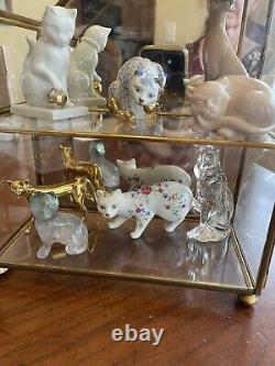 Franklin Mint The Curio Cabinet Cats Mirrored Display Case with Eight Figurines