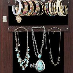 Free Standing Full Length Mirror Jewelry Armoire Storage Cabinet Organizer LED