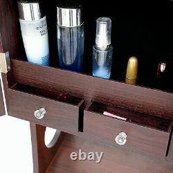 Free Standing Full Length Mirror Jewelry Armoire Storage Cabinet Organizer LED