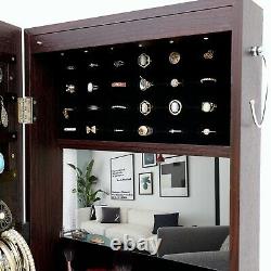 Free Standing Full Length Mirror Jewelry Armoire Storage Cabinet Organizer LED