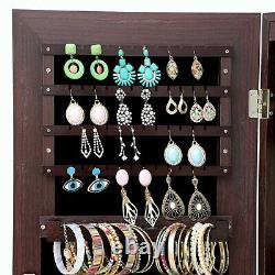 Free Standing Full Length Mirror Jewelry Armoire Storage Cabinet Organizer LED