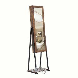 Full Length Mirror Jewelry Armoires Cabinet Free Standing Storage Organizer Gray