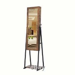 Full Length Mirror Jewelry Armoires Cabinet Free Standing Storage Organizer Gray