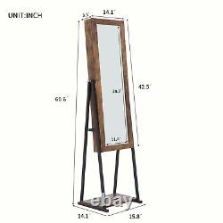 Full Length Mirror Jewelry Armoires Cabinet Free Standing Storage Organizer Gray