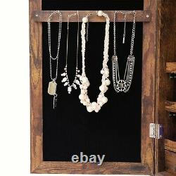 Full Length Mirror Jewelry Armoires Cabinet Free Standing Storage Organizer Gray