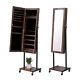 Full Length Mirror Jewelry Cabinet Free Standing Armoire Storage Organizer withLED