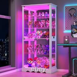 Glass Curio Cabinet with RBG Lights, 5-Tiers Display Cases for Collectibles