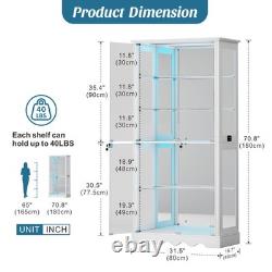 Glass Curio Cabinet with RBG Lights, 5-Tiers Display Cases for Collectibles