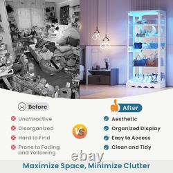 Glass Curio Cabinet with RBG Lights, 5-Tiers Display Cases for Collectibles