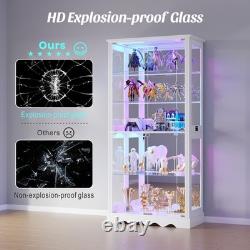 Glass Curio Cabinet with RBG Lights, 5-Tiers Display Cases for Collectibles