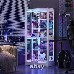 Glass Curio Cabinet with RBG Lights, 5-Tiers Display Cases for Collectibles