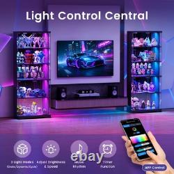Glass Display Cabinet with Doors, RGB LED Curio Cabinet, Lockable Display Case