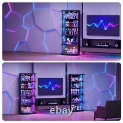 Glass Display Cabinet with Doors, RGB LED Curio Cabinet, Lockable Display Case